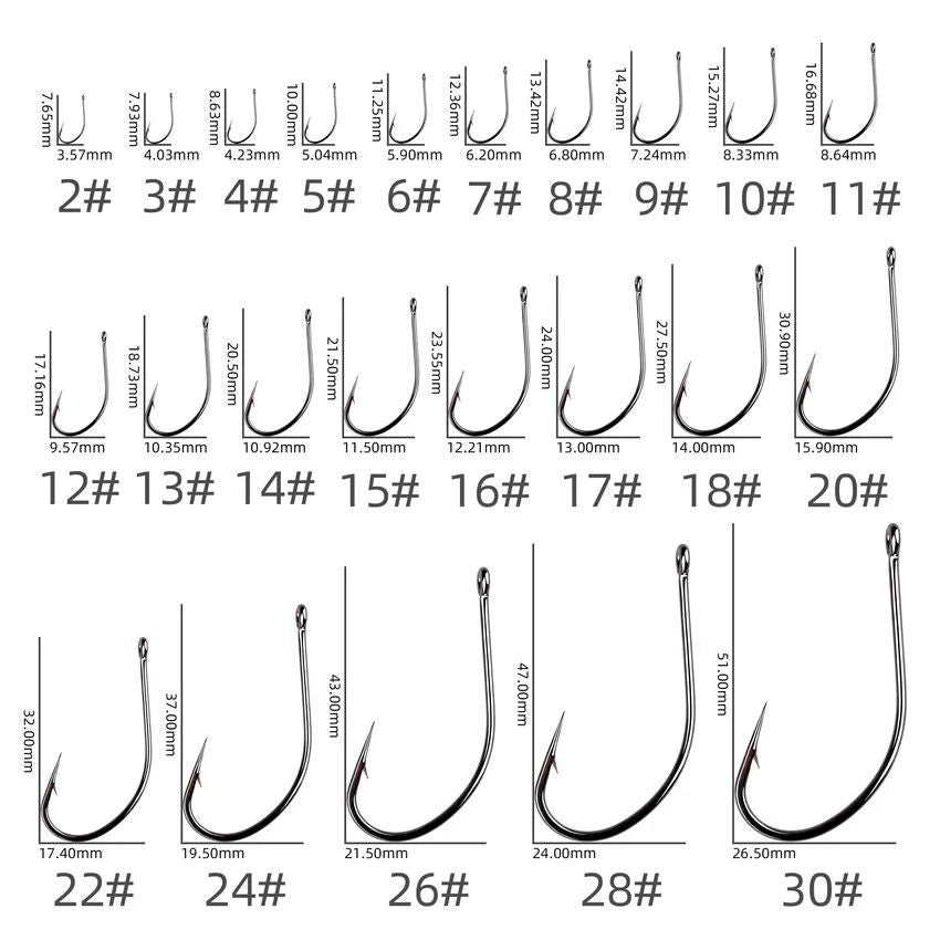 50 unidades 10 unidades de anzóis de pesca de aço de alto carbono, eficiência, farpados, com furo, Jig, anzol de pesca de carpa, minhoca, equipamento de pesca.
