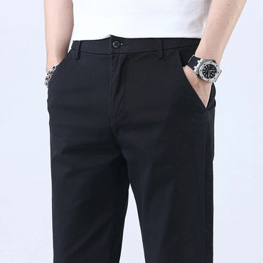 Casual Men Orange Loose Straight Business Pants Green Khaki Elastic Waist Trousers Soft Cotton Lyocell Fabric Korean Cargo Pants