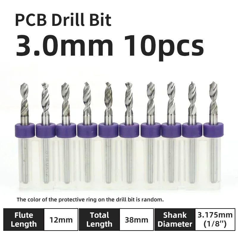 Broca PCB 10pcs Conjunto de Brocas Micro Diâmetro de Aço Tungstênio 1/8" Cabo Fixo Mini Broca CNC 0.1-3.175mm