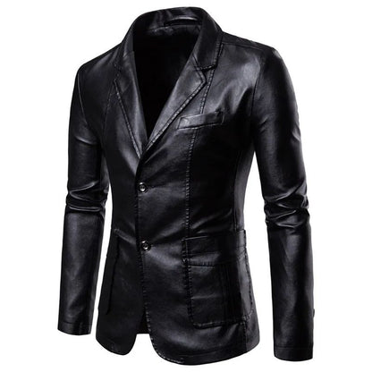 Spring Autumn New Men's Fashion Leather Jacket Casual Business Lapel Slim Fit Stylish Windproof Jacket Coat Streetwear