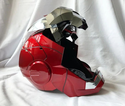Novo capacete de Homem de Ferro AutoKing 1:1 Mk5 Cosplay Controle de Voz Olhos com Luz Modelo Brinquedos para Adultos Presente de Natal Elétrico Vestível