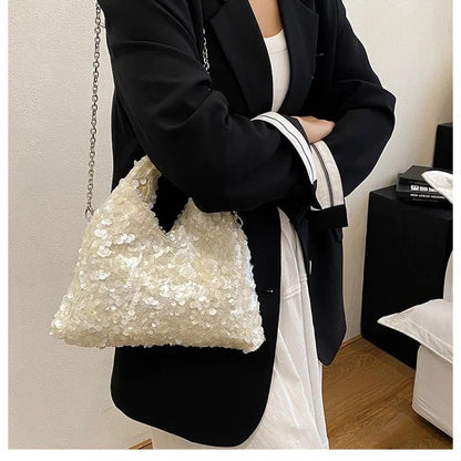 Exquisite Shining Sequins Square Women's Shoulder Bag Popularity Stylish Design Handbags High Quality Solid Sweet Crossbody Bags