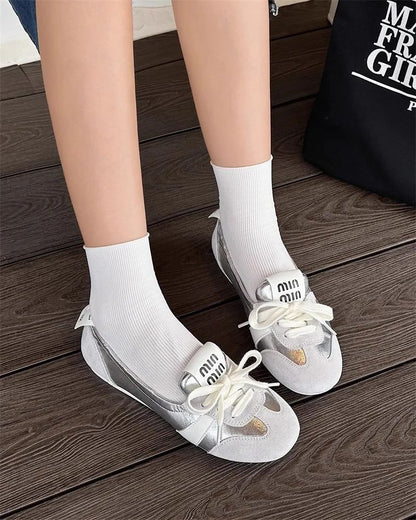 Women's Casual Sneakers Summer Cozy Shallow Ballet Flats Shoes 2025 New Women Lace Up Sport Shoes Zapatos De Mujer