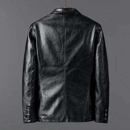 PU Leather Jackets Men Slim Fit Full Sleeve Coats Single Breasted Spliced Turn Down Collar Jacket Punk Mens Casual Male Autumn