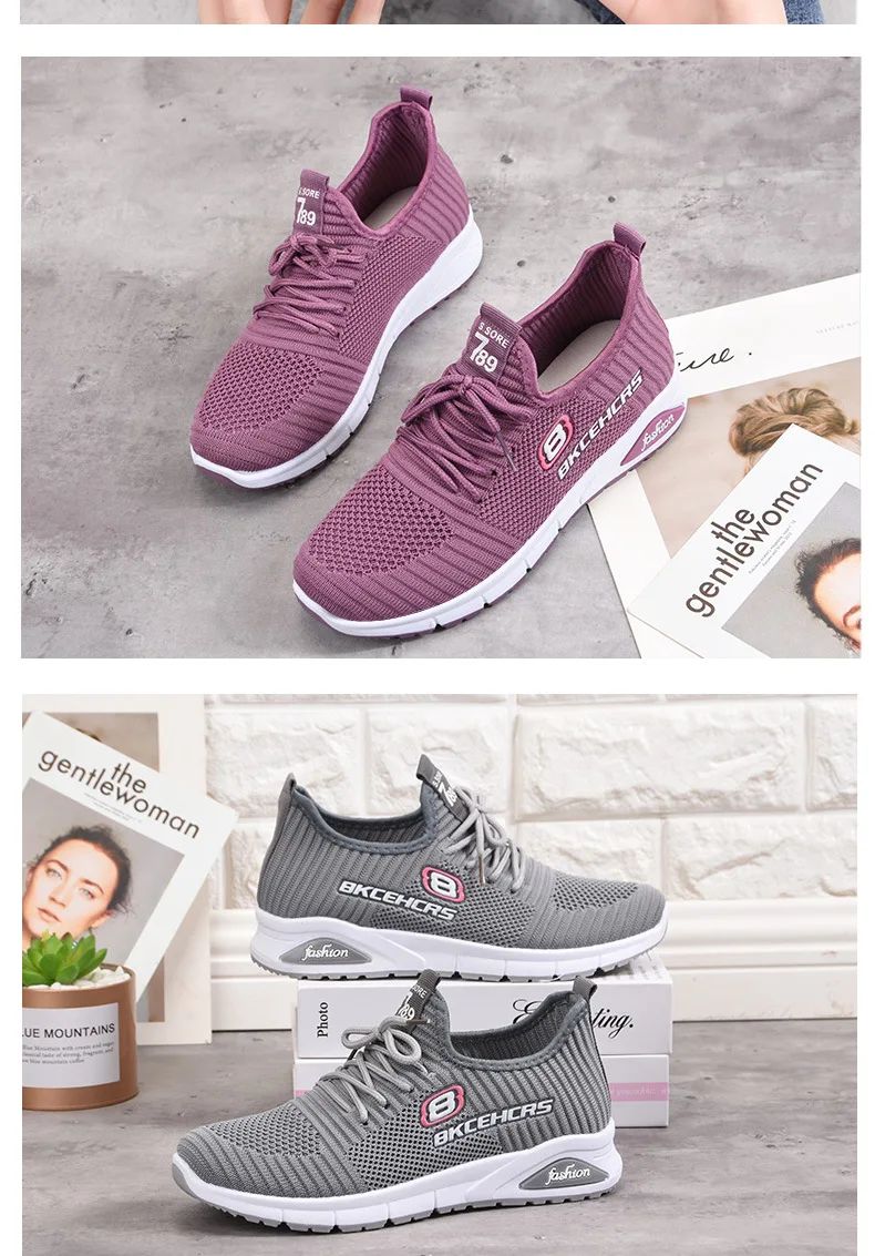 Women Casual Shoes Fashion Breathable Walking Mesh Flat Shoes Sneakers Women 2024 Gym Vulcanized Shoes Purple Female Footwear