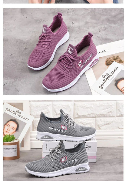 Women Casual Shoes Fashion Breathable Walking Mesh Flat Shoes Sneakers Women 2024 Gym Vulcanized Shoes Purple Female Footwear