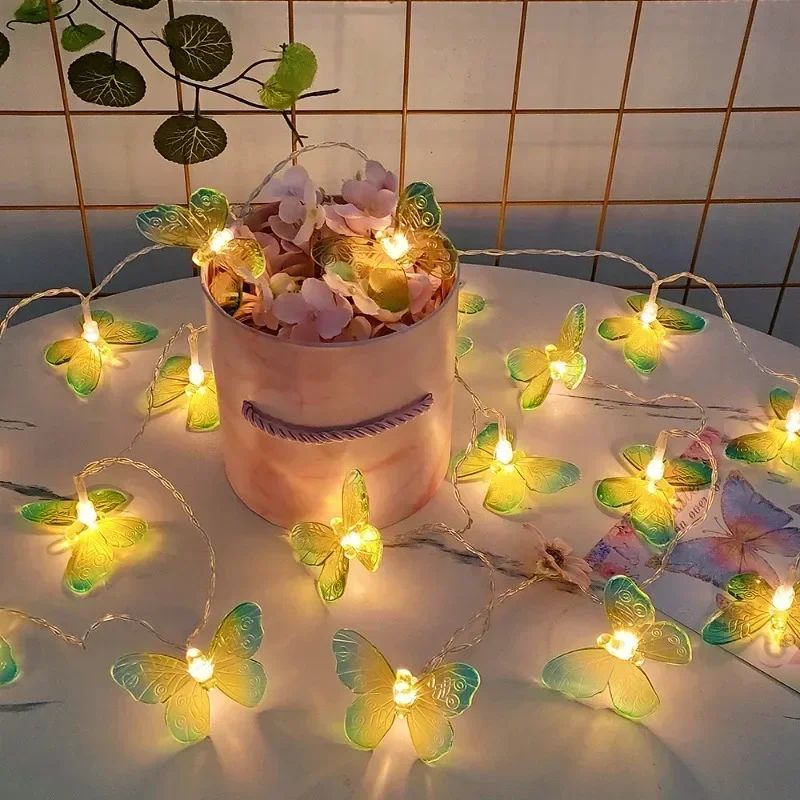 1.5M Butterfly LED Fairy Light String Garland Girls Butterfly Brithday Party Wedding Spring Home Decorations Kids Christmas Gift
