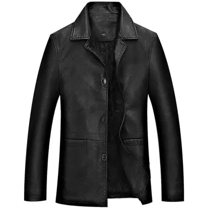 2025 Men's Soft PU Leather Jackets Business Office Coats Breathable Solid Male Faux Leather Jackets Warm Outerwear Plus Size 7XL