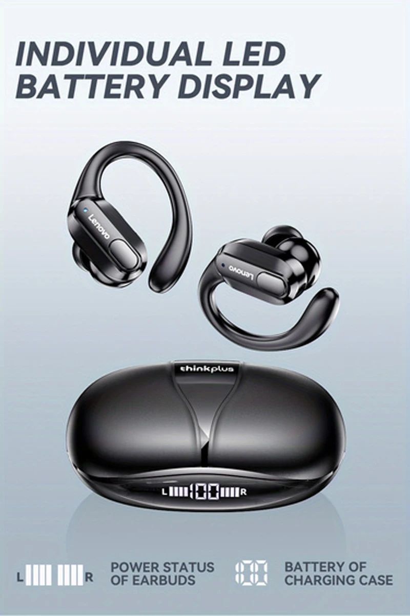Lenovo XT80 Bluetooth 5.3 Earphones True Wireless Headphones with Mic Button Control Noise Reduction Earhooks Waterproof Headset