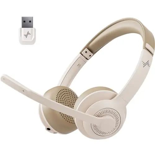 JIAMQISHI EH02U Wireless Bluetooth Headset ANC MIC for Work Computer Headphones USB Dongle Mute Mic for MacBook Headset Phone