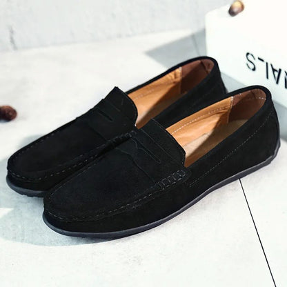 High Quality Leather Men Loafers  Slip on Mens Casual Shoes Fashion Flats Male Driving Shoes Moccasins Ten Colors Size 38-47