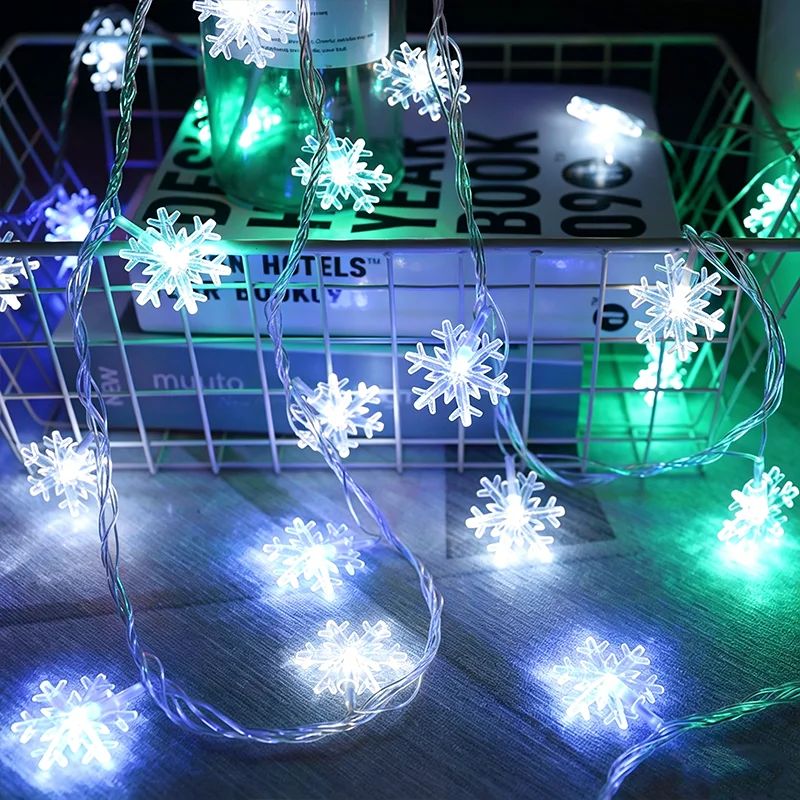 1pc LED Christmas Snowflake String Light Indoor Hanging Decorative Light Fairy Atmosphere Lamp for Wedding Party Battery Box/USB