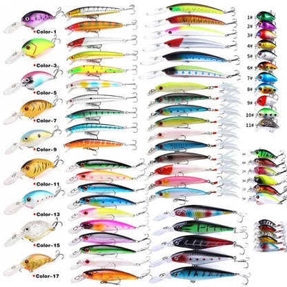 3/5/10 Peças Iscas de Pesca de Cores Mistas Crankbaits Conjunto Minnow Isca Lote Wobbler Baixo Swimbait Mar Natação Isca Dura Pesca