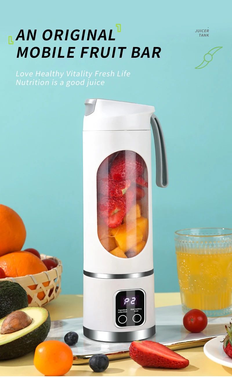2025 Novo Carregamento Doméstico MINI Triturador de Gelo Elétrico Potente Motor 450ML Grande Capacidade Copo de Suco com Display Digital