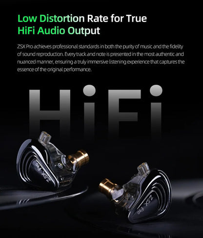 KZ ZSX Pro 5BA+1DD 12mm Drive Hybrid Drive Unit Earphones HIFI Music Earbuds Sport Game Headsets 2PIN Replaceable Cable ZSXPRO
