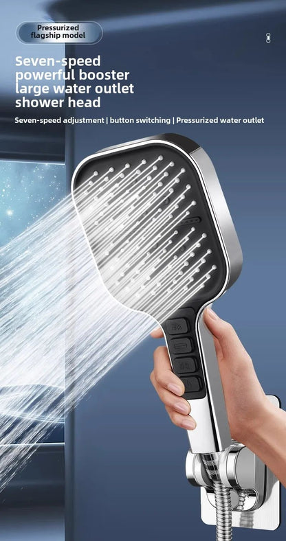Chuveiro de Grande Porte com 7 Modos Ajustáveis, Chuveiro de Alta Pressão para Banheiro, Bico Misturador de Água com Economia de Água, Acessórios de Banheiro