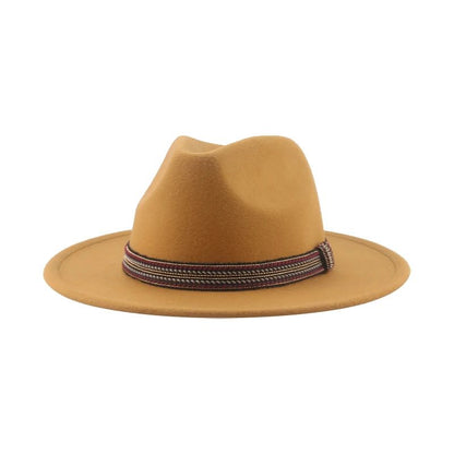 Chapéu Feminino Fedora de Feltro Sólido Casual Chapéu de Inverno Feminino Bonés Masculinos Faixa Panamá Preto Cáqui ????? ??????? Sombrero