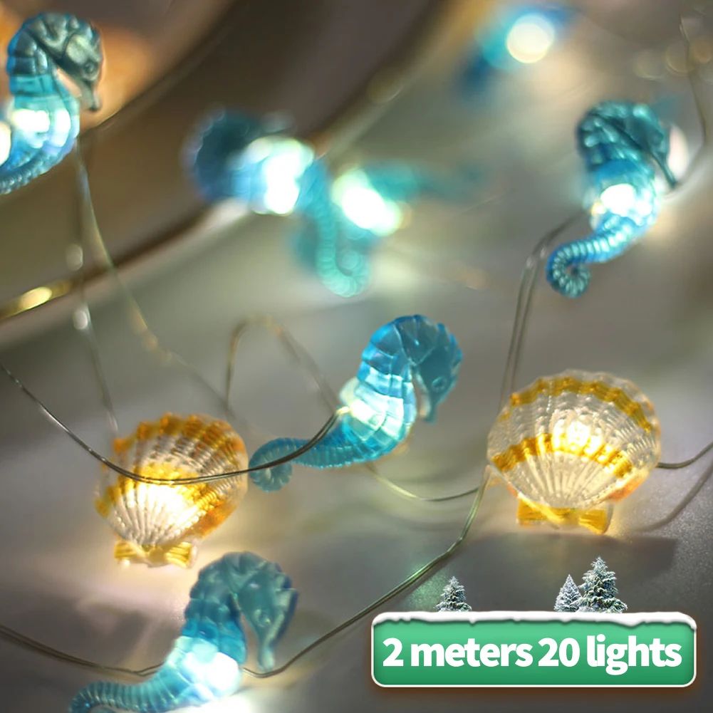 Ocean Theme 20/30 Leds String Lights Shell Starfish Under The Sea LED Fairy Light for Wedding Party Christmas Decoration Lamp