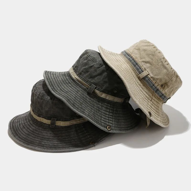 2024 Chapéu Bucket Sólido de Algodão para Todas as Estações Chapéu Pescador Boné de Sol para Viagens ao Ar Livre Masculino e Feminino 155