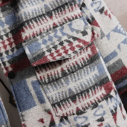 High-quality Woolen Jacket Men's Retro Print Casual Business Trench Coat Winter Keep Warm Short Overcoat Streetwear Men Clothing