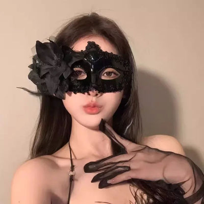 Makeup Mask Ball Party Sexy Half Face Makeup Girl Half Face Fun Lace Mask Halloween Feather Mask Sexy Goddess Beautiful Props