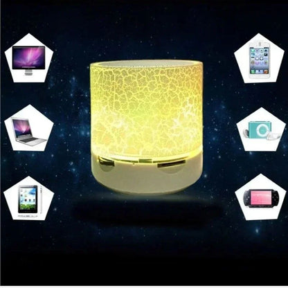 Mini alto-falante Bluetooth sem fio com LED rachado, cartão SD, USB, subwoofer, portátil, MP3, coluna de som para PC e celular