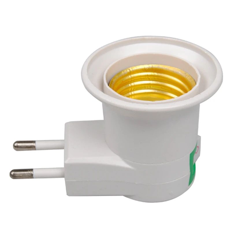 E27 EU Plug Lamp Base Light Bulb Base Socket Adapter Converter 250V 6A White Night Light With Power On Off Control Switch