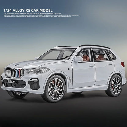 1:24 BMW X5 Modelos Carros em Miniatura SUV 6 Portas Abertas Veículos Pneus de Borracha com Luz de Som Carro Brinquedos Educacionais Infantis