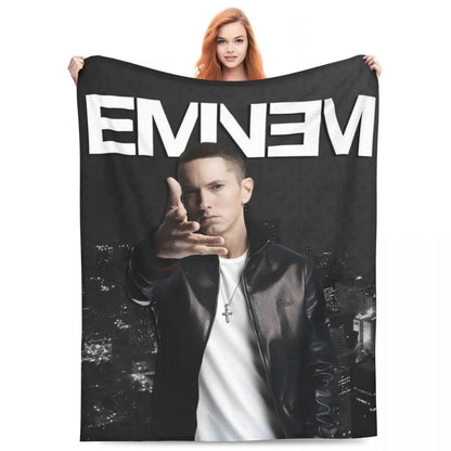 Eminem Inspired Coral Fleece Throw Blanket Super Soft Plush for Home Travel Bedding Air Conditioning  Summer Essential