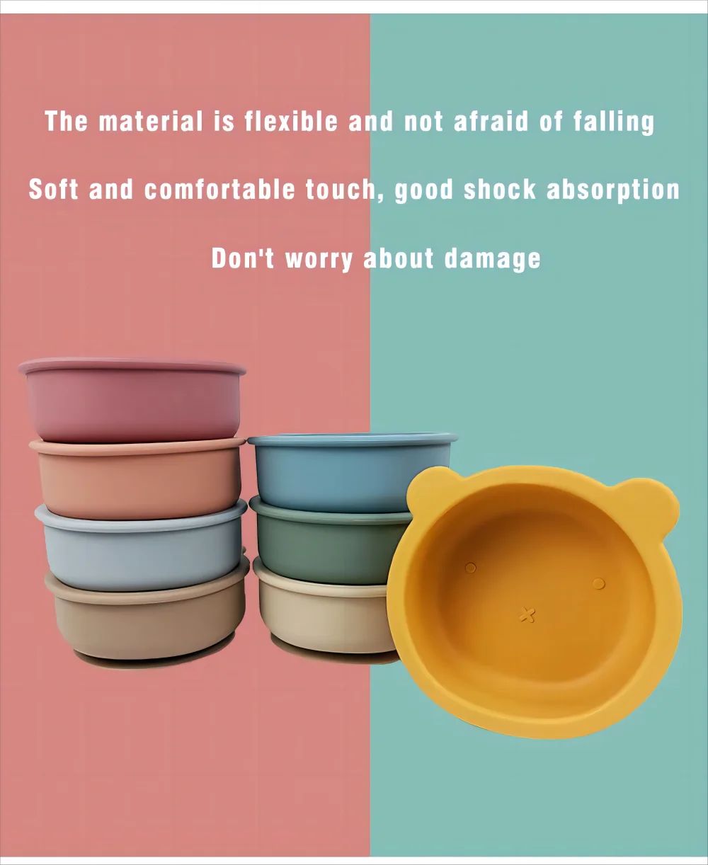 3pcs Baby Silicone Bowl Suction Cup Bowl Children's Tableware Complementary Bowl Children's Dinner Plate Silicone Tableware