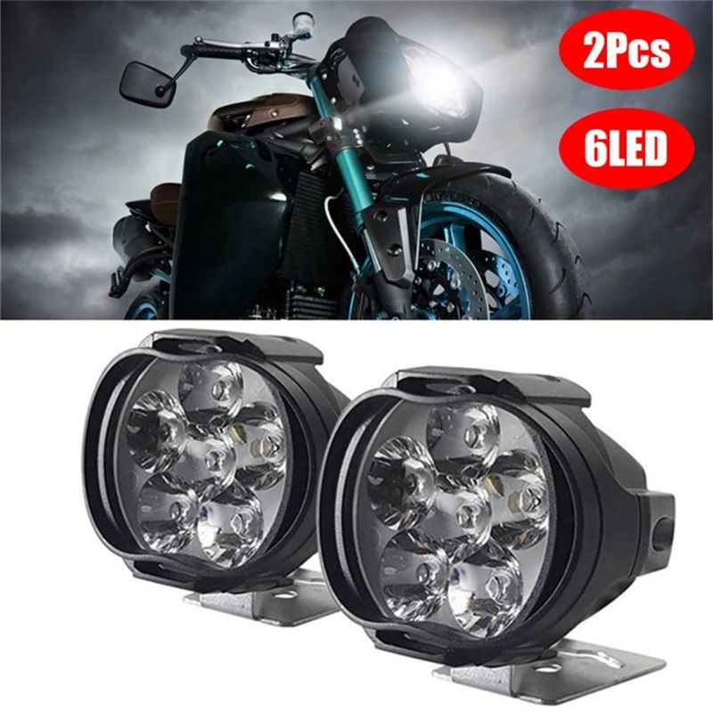 6 LED Motorcycle Auxiliary Headlight Spotlights Work Light High Brightness Waterproof Scooters Autocycle Car Headlight Bulbs