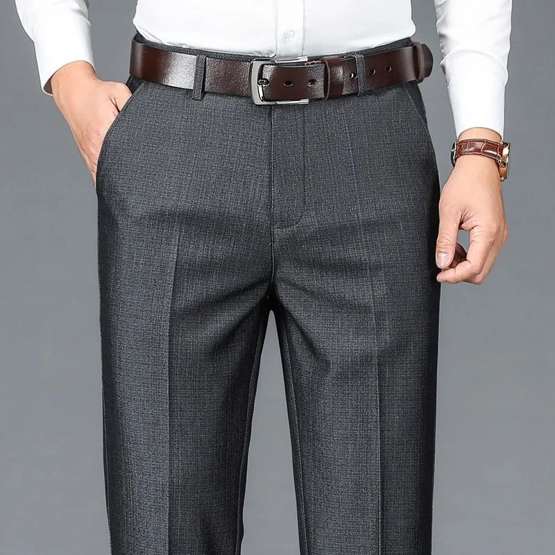 Calça Social Masculina Elegante Negócios Trabalho Super Venda Meia Idade Tamanho Grande 29-40 Calça Masculina de Alta Qualidade Folgada Formal