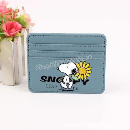 Snoopy Coin Purse Peanuts Anime Credit Card Holder Passport PU Wallet ID Cards Cover Case Bag Kids Men Woman Birthday Gift