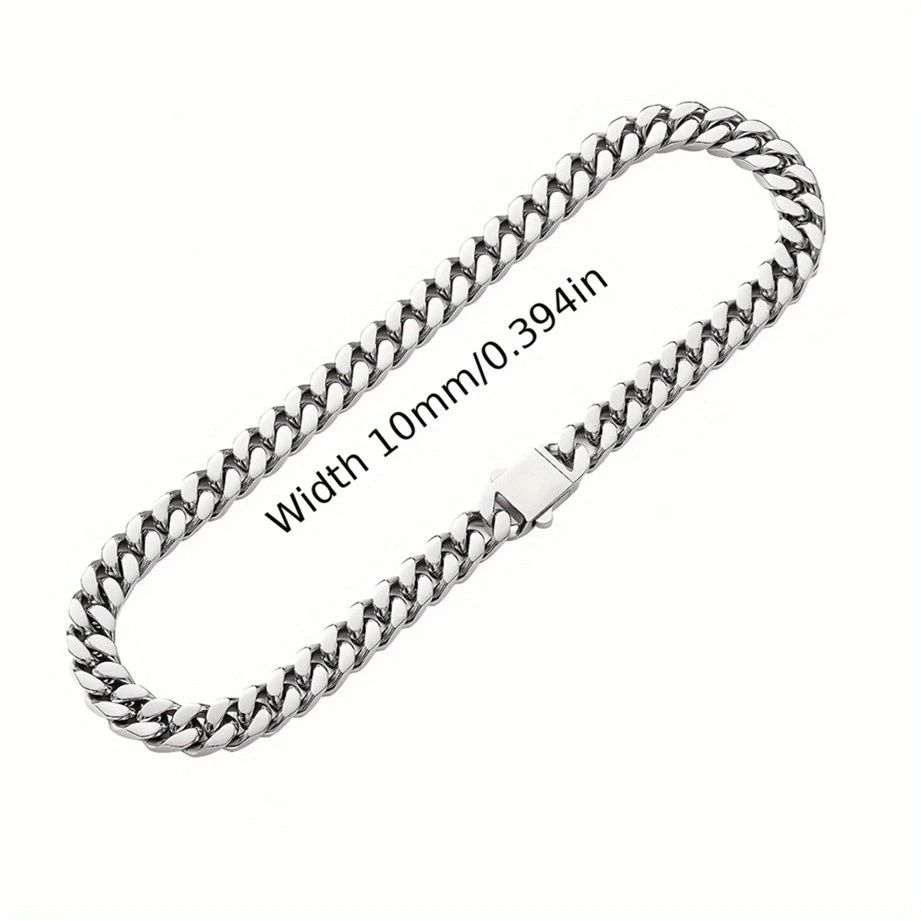 Pulseira Acessório Masculina de Aço Inoxidável 316 Banhada a Ouro 18k, Corrente Cubana Criptografada de 8, 10, 12mm, Estilo Miami Rap Hip Hop