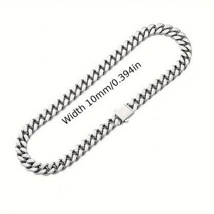 Pulseira Acessório Masculina de Aço Inoxidável 316 Banhada a Ouro 18k, Corrente Cubana Criptografada de 8, 10, 12mm, Estilo Miami Rap Hip Hop