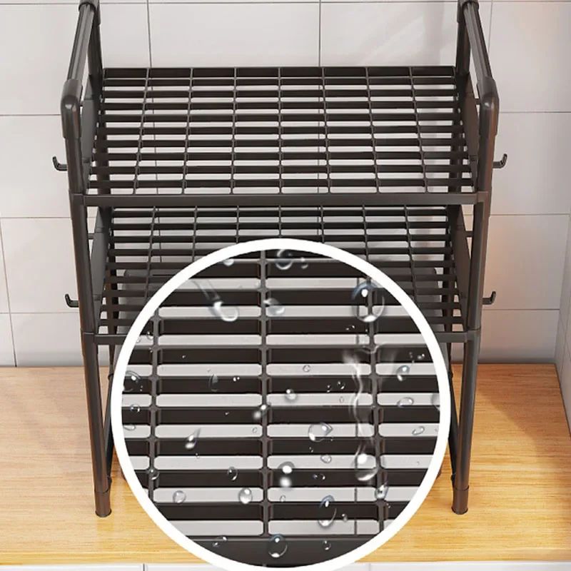 Multi-Layer Kitchen Storage Rack Condiment Organizer Shelf Microwave Shelf Simple Countertop Tidying Shelves Kitchen Accessories