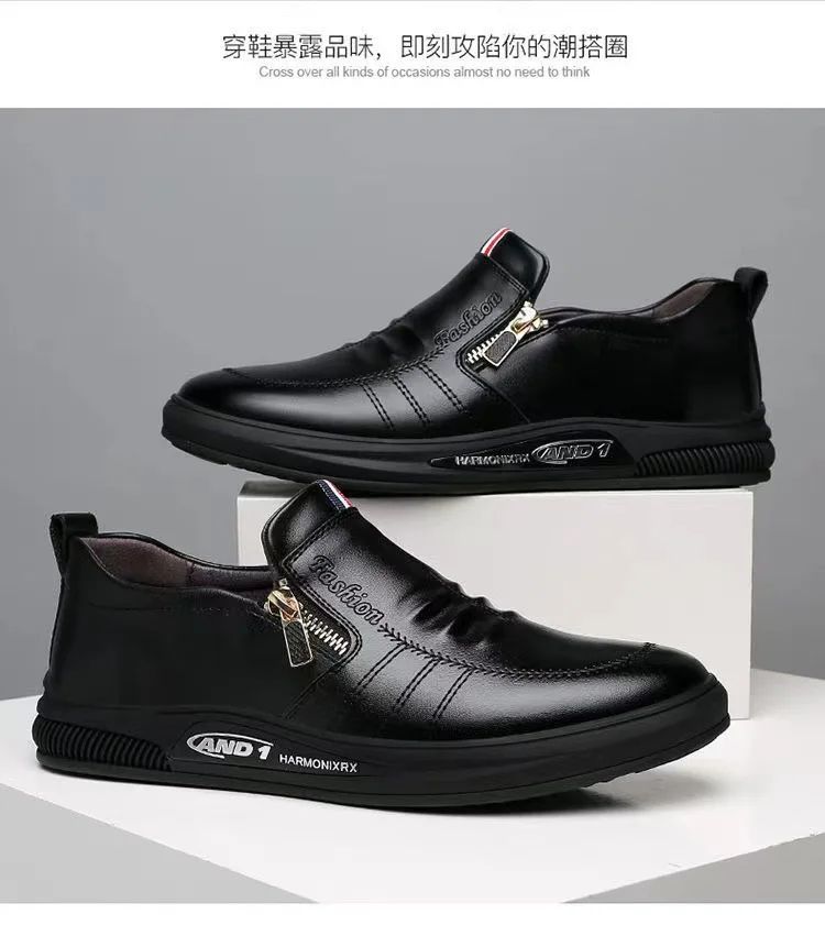 2024 New Casual Leather Shoes Men Fashion Loafers Autumn Slipon Flat Brand Business Shoes Man Sneakes Comfort Moccasins Zapatos