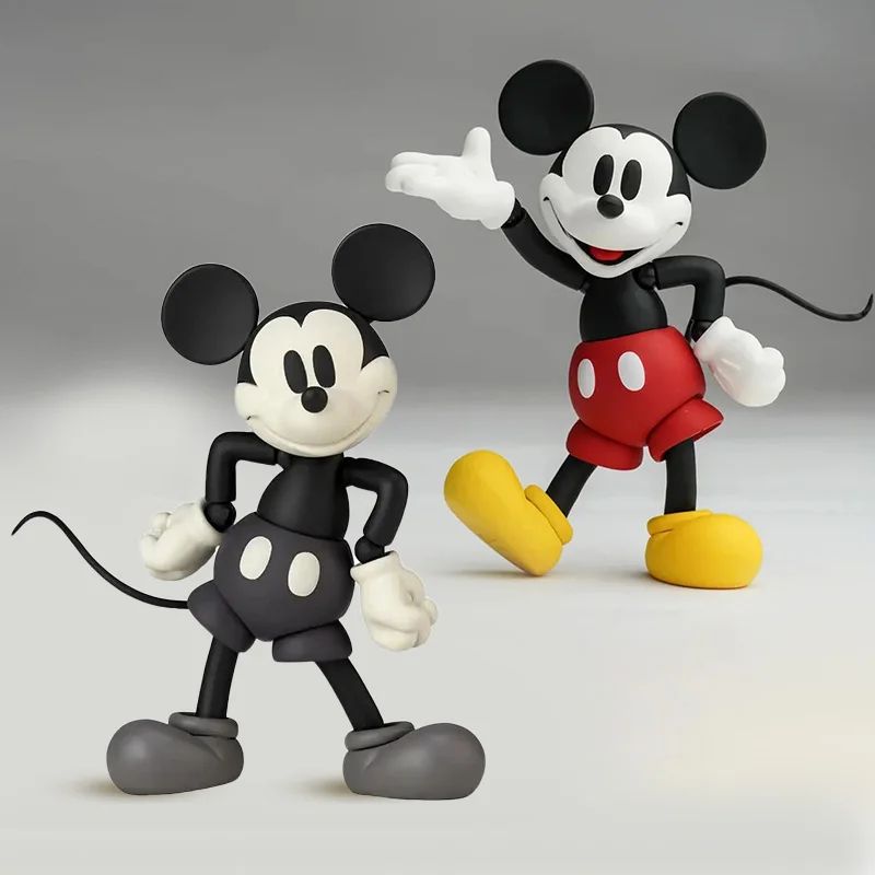 Action Figure do Mickey Mouse de Anime de 11cm, Versão Colorida, Réplica em Preto e Branco, Mobilidade Articular, Modelo de Mesa, Enfeites, Brinquedo, Presente para Crianças