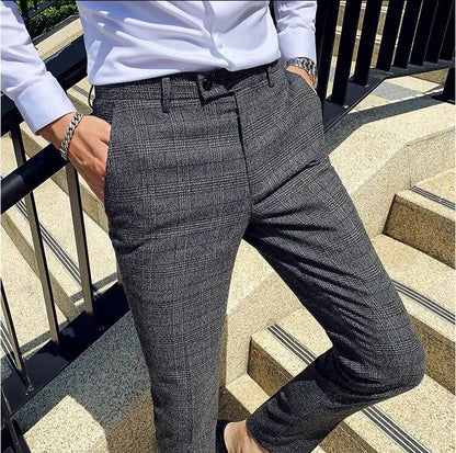 Dark Blue Men's Suit Three Piece, Business Casual Jacket and Vest with Trousers, Gray Dark Brown Slim Fit Sets, Asian Size