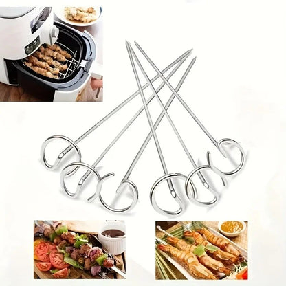 Barbecue Skewers Air Fryer Oven Vertical Baking Needle Reusable Food Grade Material 10PCS Multifunctional 304 Stainless Steel
