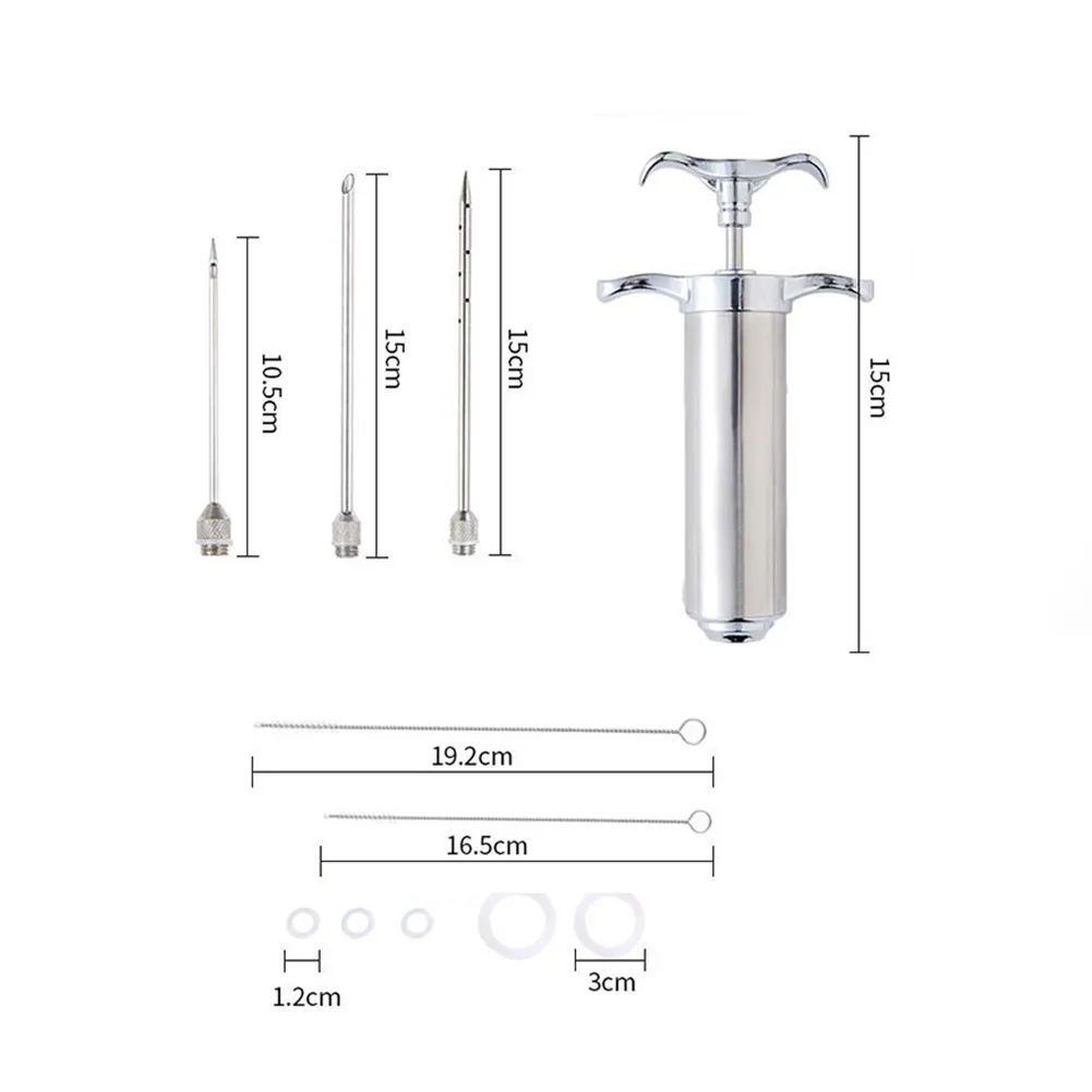 Conjunto de Injetor de Temperos em Aço Inoxidável para Carne, Peru, Frango, Injetor de Sabor, Molho de Cozinha, Injeção de Marinada, Acessórios de Cozinha Doméstica