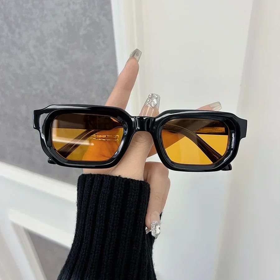 Luxurious Rectangle Sunglasses Women Men Fashion Brand Designer Casual Sun Glasses Female Male Plastic Outdoor Eyewear