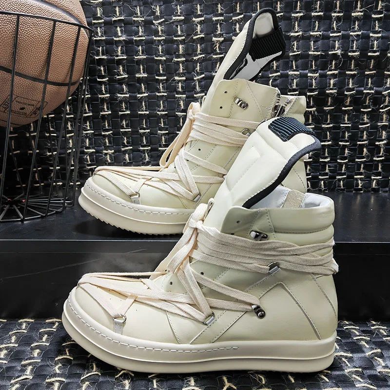 Owees Design High Top Sneakers Platform Corss Tied Men's Casual Boot Shoes Women Sneakers Designer  Flats Ankle Botas Size