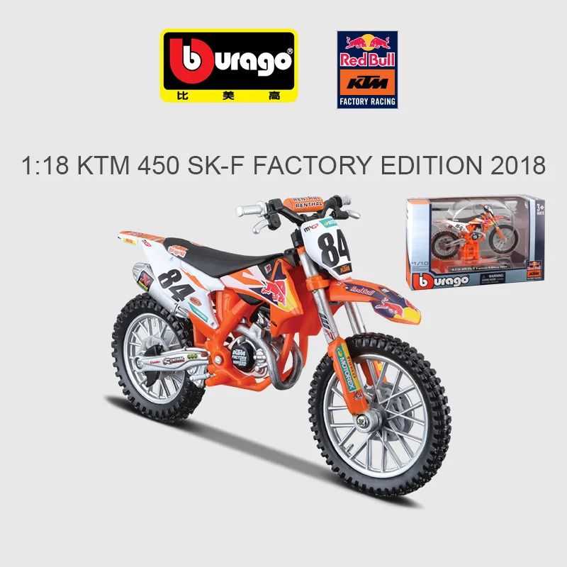 Novo em estoque Bburago 1:18 Ktm Gasgas Rx450f Nº1 2021 Rally Dakar Moto Liga Miniatura Ktm 450 Sk-F Brinquedo Modelo Diecast Presente para Crianças