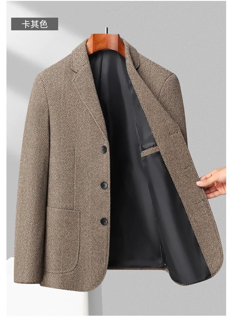 Mens Blazer Fashion Business Handsome Gentleman Korean Version of British Style Leisure Slim Solid Color Wedding Work Blazer