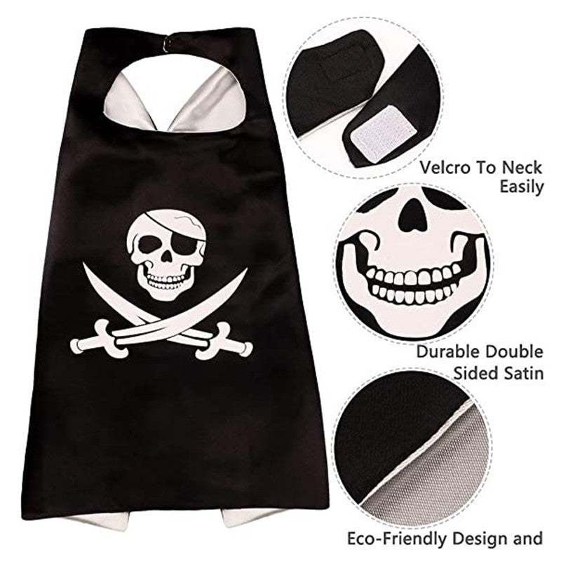 Children's Pirate Cloak Costume Pirate Cape CostumeToy Set Boy Girl Halloween Cosplay Mask Party Gifts