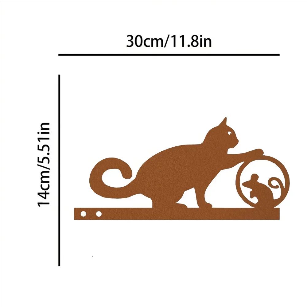 Exclusive Cute Cat Garden Decorative Silhouette - Tiki-Inspired Cat Family Garden Stakes | Perfect Outdoor Statues for Garden