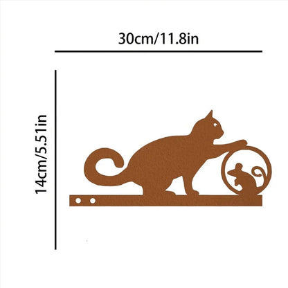 Exclusive Cute Cat Garden Decorative Silhouette - Tiki-Inspired Cat Family Garden Stakes | Perfect Outdoor Statues for Garden
