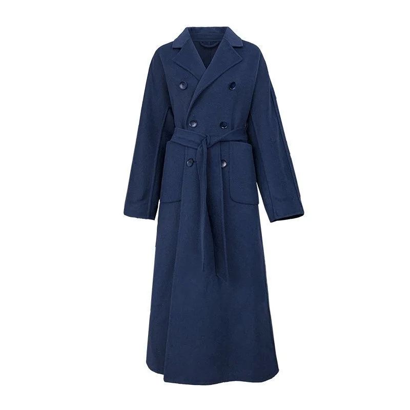 New Hot Sale Of The Season Women's Woolen Coat plus Size over Knee Length Loose Fit Slimming High End Fashionable Polyester Fibe