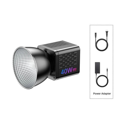 Ulanzi L024 Luz de Vídeo RGB 40W 2500-6500K Bicolor 0-359° Luz COB RGB Mini Montagem Bowens Luz de Preenchimento 3400mAh Luz COB